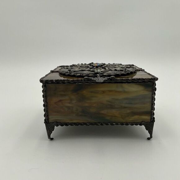 HANDCRAFTED Stained Glass Jewelry Box Keepsake Box - Picture 4 of 6